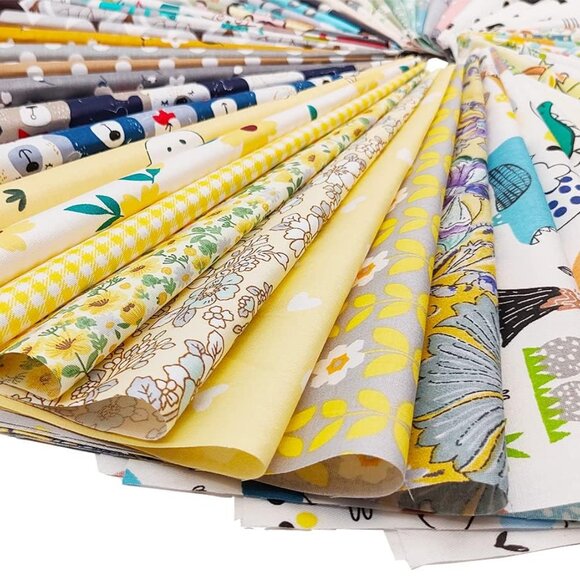 Cotton Quilting Fabric Bundle - 56 Pre-Cut Squares with No Repeat Patterns, Brig - Picture 5 of 7